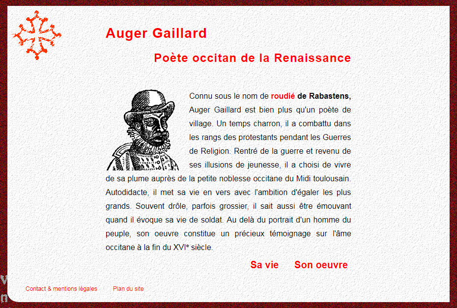 Auger Gaillard, site internet sur le po&egrave;te occitan de la Renaissance